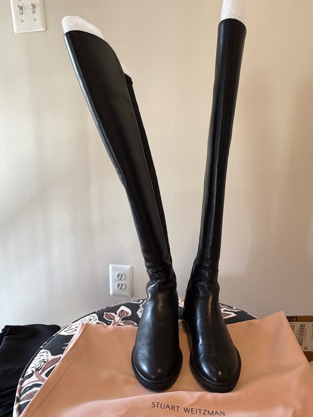 Stuart Weitzman Black Over-the-Knee Leather Boots